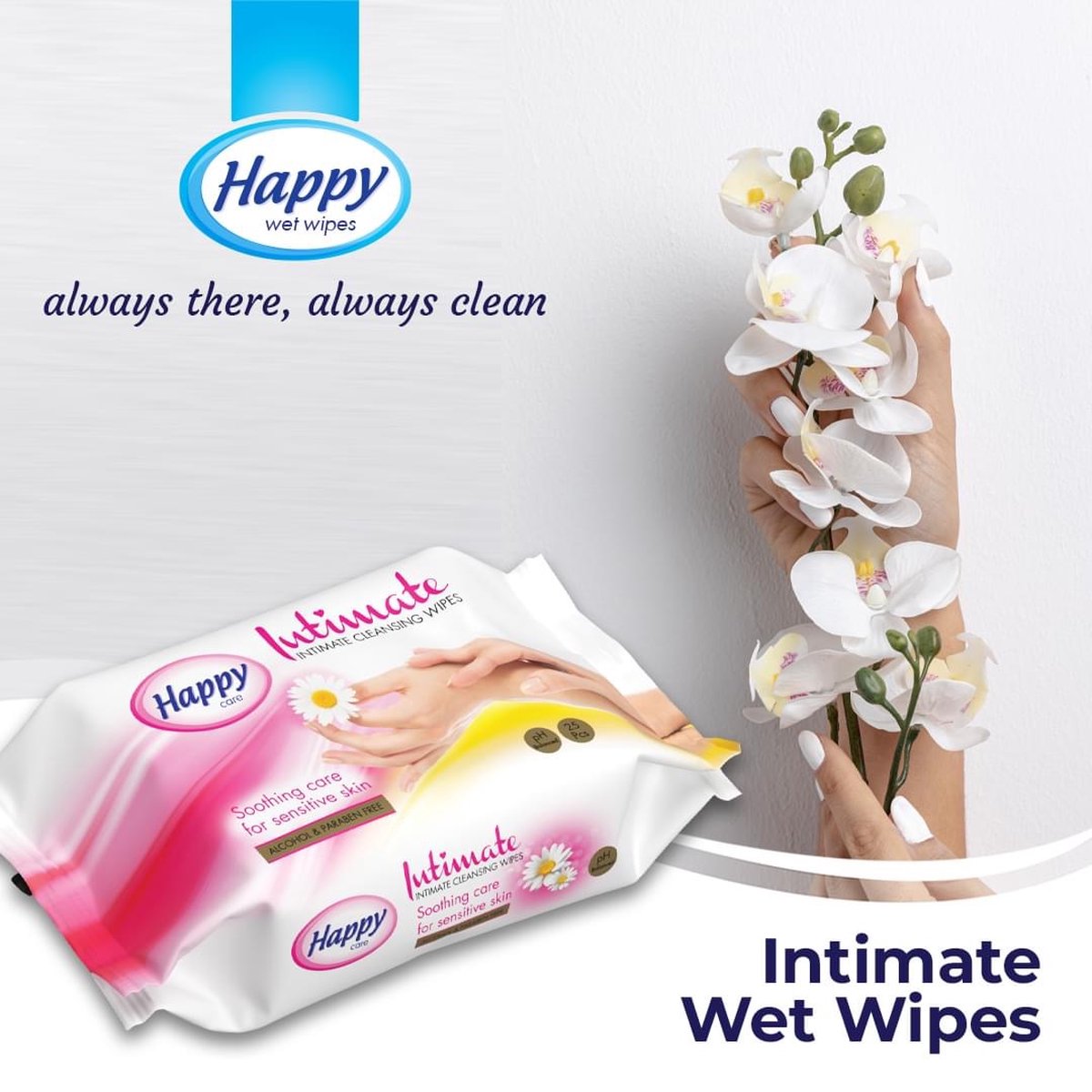 Goedkoopste Happy Wet Wipes Intimate 3 x 25 vochtige doekjes -pH- gebalanceerd, alcoholvrij en parabeenvrij voor de intieme zone