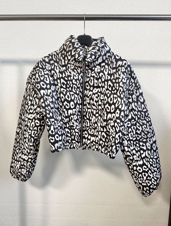 Leopard print bomber jas - Zwart/wit - Luipaard print jasje - Bomberjack voor vrouwen - Tijgerprint - Winterjas, herfstjas, lentejas voor dames - One-size - One-size
