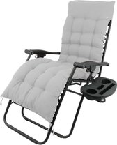 chaise de jardin - chaise de jardin réglable - porte-gobelet - gris - chaise de terrasse