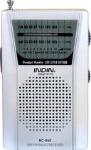 Kleine Draagbare Radio op Batterijen - Batterij Radio - Radio op Batterijen voor Rampen - Noodradio - Zakradio - AM/FM Radio - Koptelefoonaansluiting - Zilver