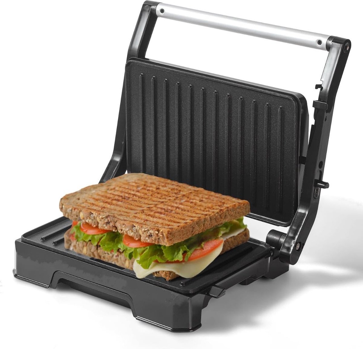 Royalty Line® PM1000 Tosti Apparaat - Kleine Contactgrill - Panini Grill - 1000W - Toaster Grill - 23 x 15 cm - Tosti Ijzer - Grill Apparaat - Tosti Ijzers Met Zwevende Plaat - Zwart - Royalty line