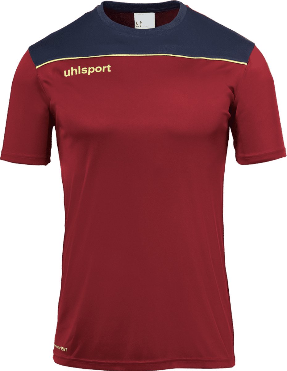 Uhlsport Offense 23 T-Shirt Kinderen - Bordeaux / Marine / Fluogeel | Maat: 140