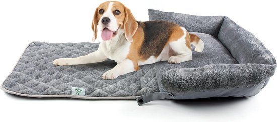 Hondenbed, stoffen hondenhuis, kattenmand, hondenhok, hondenmand, slaapplaatsen, meubels voor dieren, hondenbank, beige, XL: 82 x 58 cm