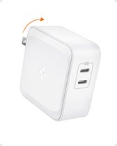 Spigen ArcStation Pro GaN Dual Porto | Chargeur rapide USB-C 70 W | Livraison de Power 3.0 | Prise États-Unis/Canada | Convient pour iPhone, iPad et MacBook, entre autres | Blanc