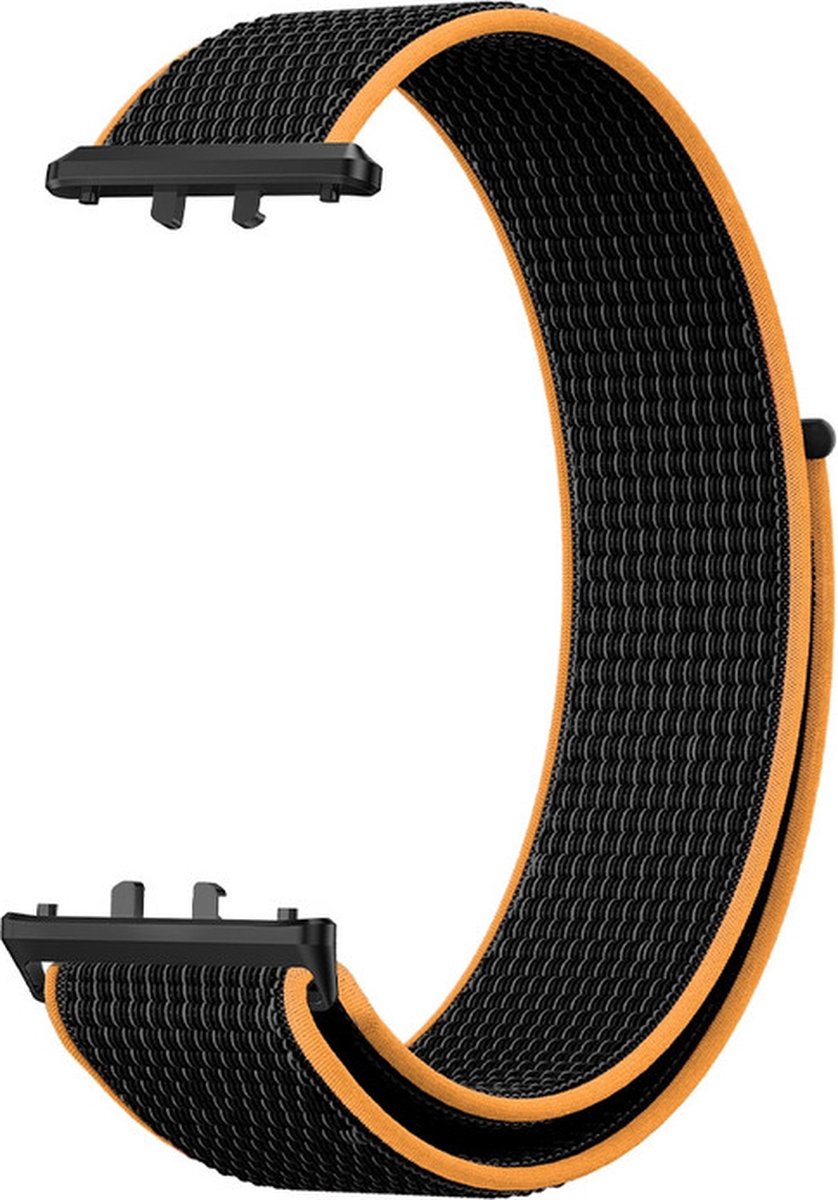 Nylon bandje - geschikt voor Samsung Galaxy Fit 3 - zwart-oranje