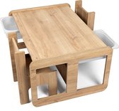Industrial living kindertafel met 2 witte opberglades - Kinderbureau met 2 stoeltjes - Speeltafel - Activiteitentafel - Tekentafel - Hout - Walnoot