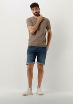 PURE PATH Knitted Shortsleeve With Chest Print Polo's & T-shirts Heren - Polo shirt - Taupe - Maat S