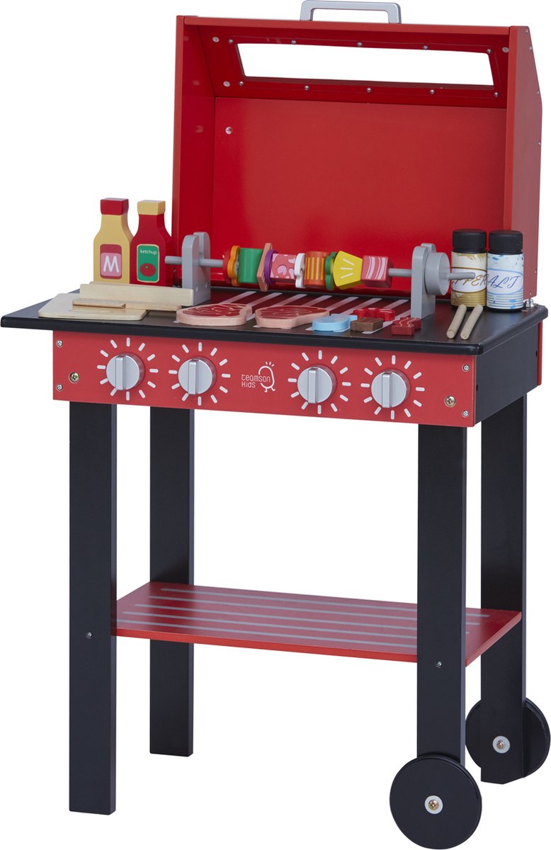 Teamson Kids Barbecue - Omvat 25 Accessoires - Kinderspeelgoed - Rollenspel Speelgoed - Rood