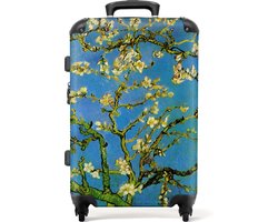 NoBoringSuitcases.com - Grote Van Gogh Amandelbloesem reiskoffer met 4 wielen - Ruimbagage koffer groot 20 kg - Cadeau vrouwen origineel - Rolkoffer bloemen 72 liter - Suitcase large - Valiezen op wieltjes volwassenen - Rolkoffer meisjes en dames