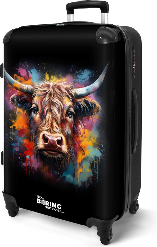 NoBoringSuitcases.com® - Grande valise Le highlander écossais en tant qu'art du graffiti - Bagage - Valise de voyage - Valise chariot - Valises 67cm