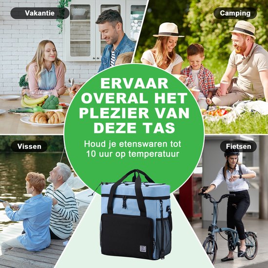 Brisby 4 Laags Geïsoleerde Koeltas - Lunchtas 30 liter - Zwart Blauw van Brisby — afbeelding 4