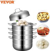 VEVOR - Stoompannen - Voorraad pot - Multifunctioneel Koken - Gestoomde gerechten - Steamer - 5 lagen - 28 cm