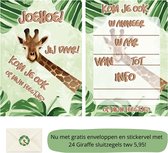 Uitnodiging kinderfeestje - Kinderfeest - Uitnodigingen - Verjaardag - Inclusief enveloppen - Eigen design en print - Wenskaart - Giraffe - 20 stuks - A6