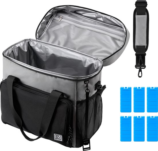 Brisby Sac isotherme 4 couches – Sac à déjeuner 40 litres – Zwart Grijs