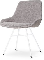 Nolon Noa-Isa Eetkamerstoel Bouclé Taupe - Stof - Wit Onderstel - Design - Scandinavisch - Comfortabel