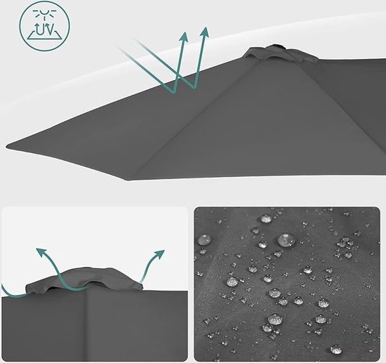 SONGMICS Dubbele parasol 460 x 270 cm UV-bescherming