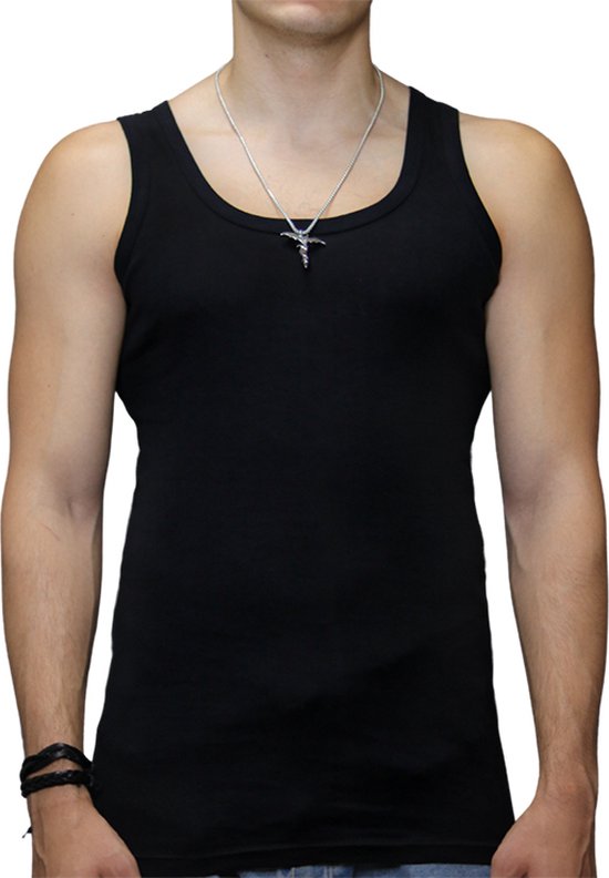 Top kwaliteit heren onderhemd - 100% katoen - Zwart - Maat 4XL-5XL