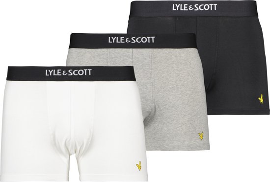 Lyle & Scott 3-Pack Premium Heren Boxershorts (Maat L) Zwart/Grijs/Wit - Katoen