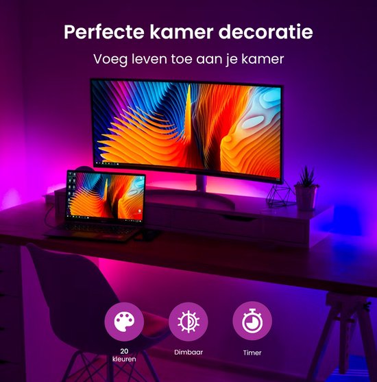 Evura Goods - Led strip - 10 meter - RGB - met afstandsbediening & telefoon app - dimbaar - smart LED light verlichting - Led-strips - timer en muziek modus - Led Lights - smart home verlichting