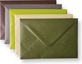 50 Enveloppes colorées - C6 - 114x162mm - 5 couleurs - Marron / Citron vert / Crème / Vert mousse / Anthracite - Métallisé - Assorti