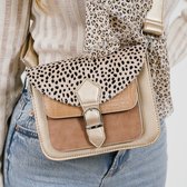 Michelle Bags & Accessories - handtas - compact schoudertas - crossbody tas - dames - cadeautip - goud - beige - cheetah - print