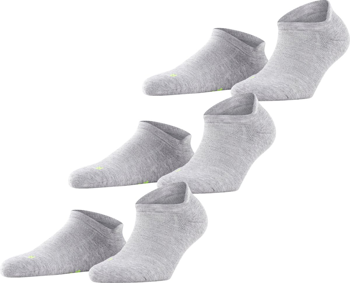 FALKE Cool Kick Bundle 3-Pack kort eenkleurig materiaal multipack sneakersokken enkelsokken unisex grijs - maat 35-36