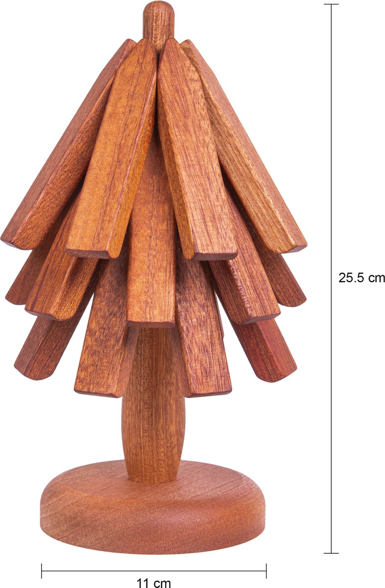 QUVIO Pannenonderzetters op de boomvormige standaard - Pannenonderzetter - Pannenonderzetters - Panonderzetter - Pannenonderzetter set van 3 - Panonderzetter hout - Pannenonderzetter hout - Houten pannenonderzetter - Set van 3 - Hout — cadeau in Koken & Dineren - foto 2