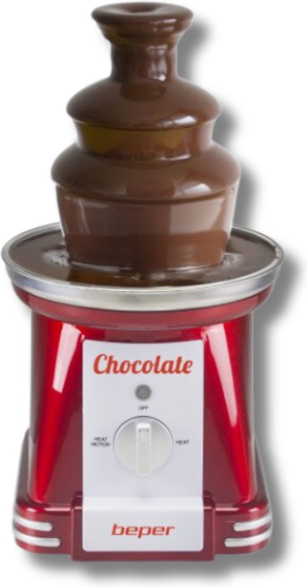 Bol.com Beper Chocolade Fontein - Chocolade Fondue - Warmhoudfunctie - 90W - Rood aanbieding