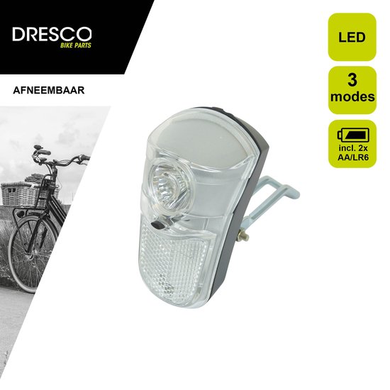 Dresco Fietsverlichting - Fietslamp Tour - LED Koplamp Chroom van Dresco — afbeelding 4