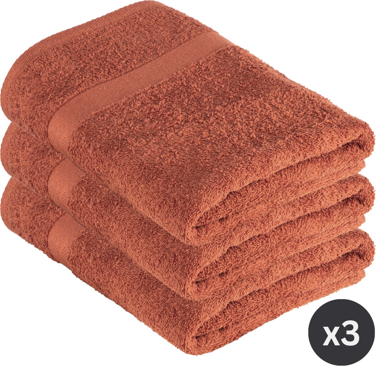 TISECO HOME STUDIO - Badlaken RIVA - SET/3 - 100% katoen - 450 g/m² - 100% katoen - superzacht en zeer absorberend - 70x140 cm - Terra