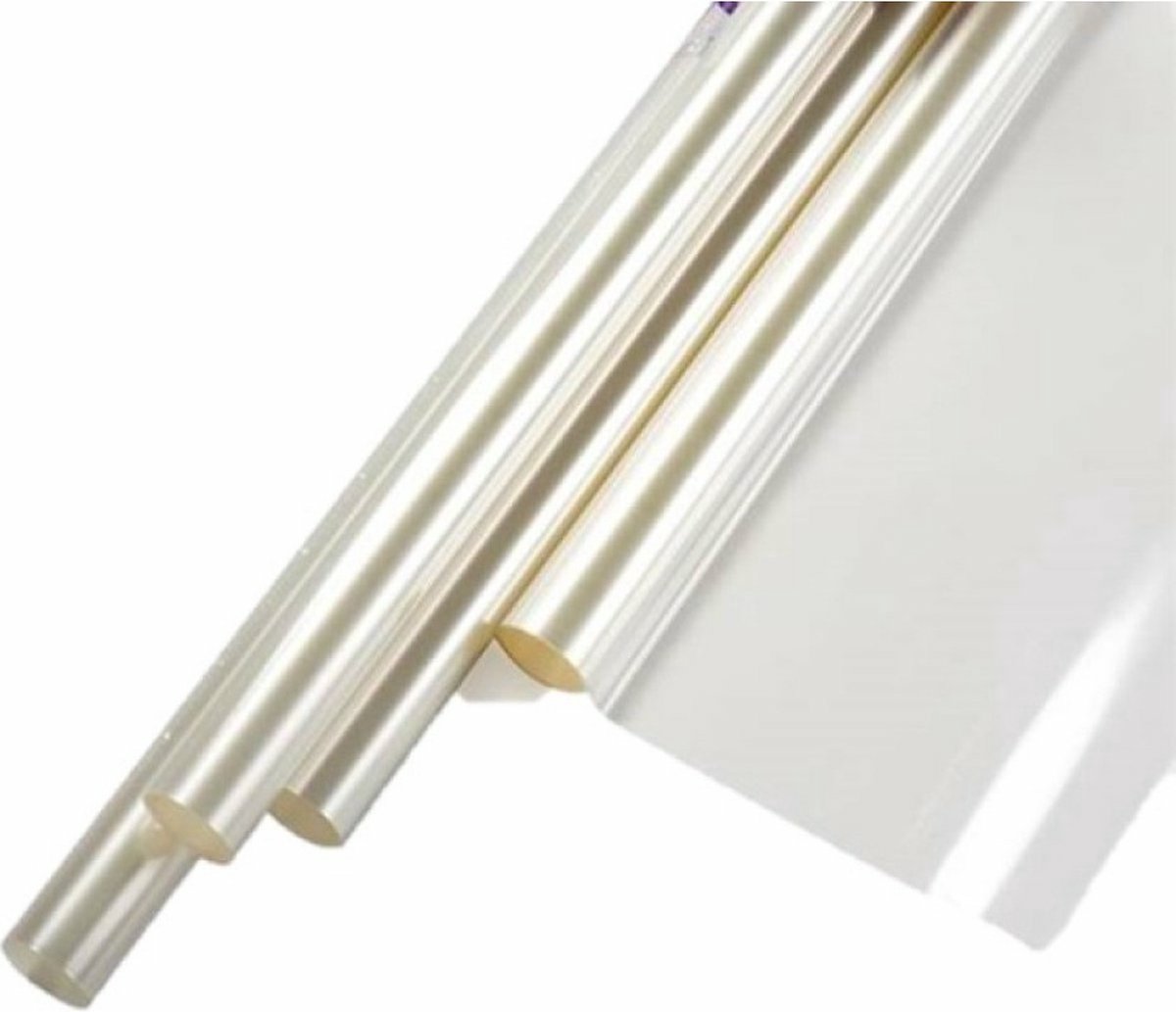 Duni Inpakpapier/cadeaupapier - 2x - transparant folie - rollen - 400 x 70 cm - bloemen plastic - cadeauverpakking