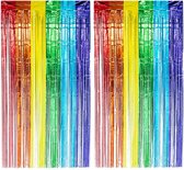 Boland Folie deurgordijn/feestgordijn - 2x - regenboog kleuren - 100 x 200 cm - Versiering/feestartikelen - Pride