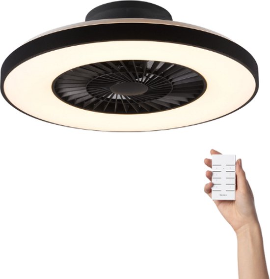 Plafondventilator met LED verlichting – zwart – incl. afstandsbediening