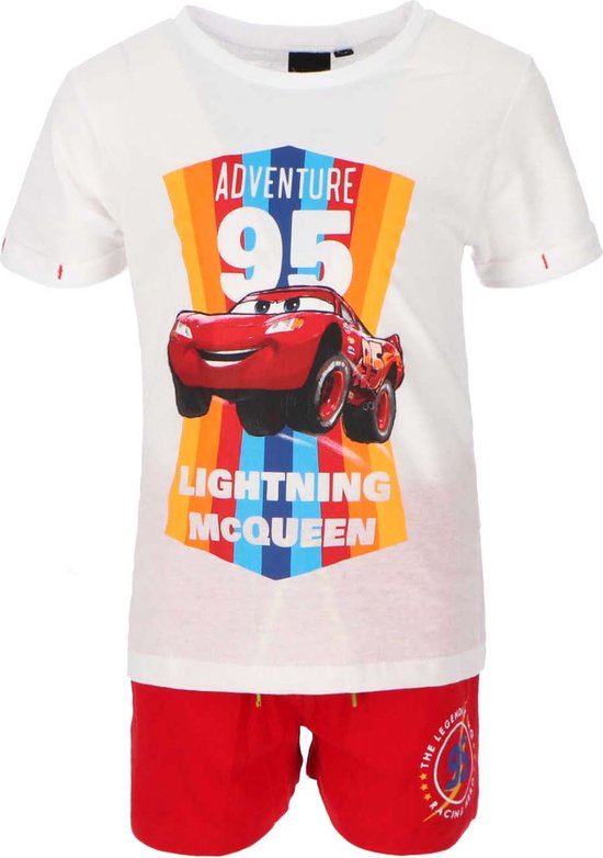 Disney Cars Set - Wit/Rood - Maat 122/128 - Tot 8 Jaar