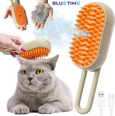 BlueTime- Hondenborstel- Kattenborstel - Haarstomer katten - Haarstomer Honden- Massageborstel Honden - Massageborstel Katten- Kattenkam - Hondenkamkortharig/langharig - Klittenkam- Massage borstel met stoom functie