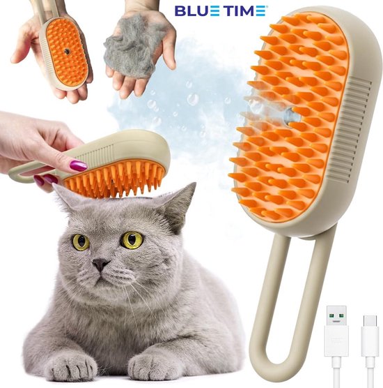 Foto: Bluetime hondenborstel kattenborstel haarstomer katten haarstomer honden massageborstel honden massageborstel katten kattenkam hondenkamkortharig langharig klittenkam massage borstel met stoom functie