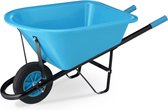 Kinderkruiwagen metaal met kunststof bak tot 10 kg voor kinderen - Tuinkruiwagen buitenspeelgoed blauw/zwart Kruiwagen