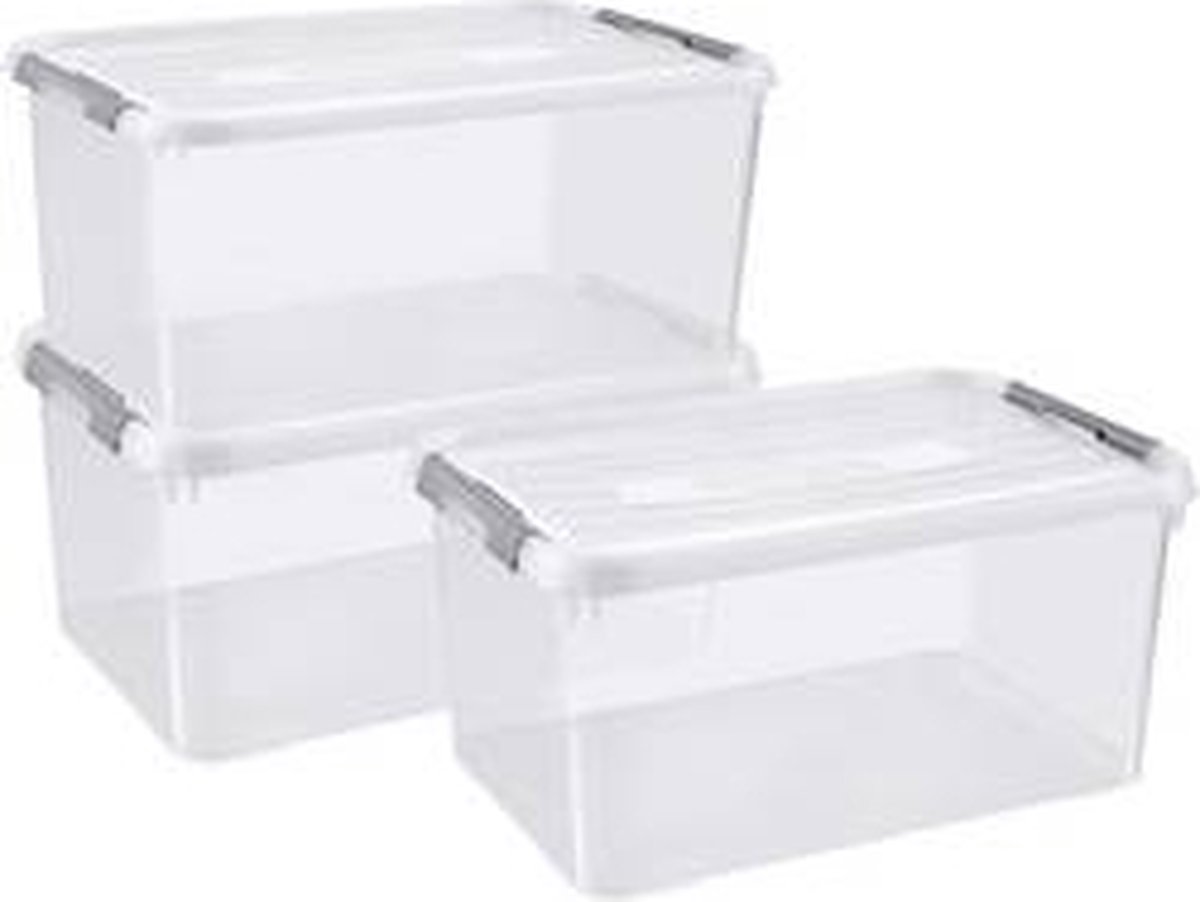 Curver Handy+ Opbergbox - 15L - 5 stuks - Transparant met deksel