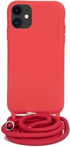 FONU Siliconen Backcase Hoesje Met Koord iPhone 12 Mini - Rood