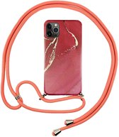 FONU Marmer Backcase Hoesje Met Koord iPhone 12 / 12 Pro - Rood