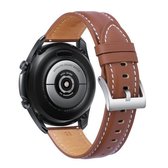 Voor Samsung Galaxy Watch3 41 mm lederen zilveren gesp vervangende band horlogeband (lichtbruin)