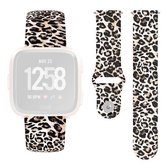 Voor Fitbit Versa 2 / Lite 22 mm omgekeerde gesp geprinte siliconen band (bruine luipaard)