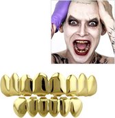 Hiphopaccessoires Gouden tandenset Echt goudplating Gladde bovenste acht onderste zes protheseset (goud)