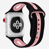 Voor Apple Watch Series 6 & SE & 5 & 4 40 mm / 3 & 2 & 1 38 mm Tweekleurige siliconen open horlogeband (zwart + roze)