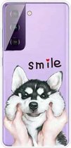 Voor Samsung Galaxy S21 + 5G gekleurd tekeningpatroon zeer transparant TPU beschermhoes (Pinch Face Dog)
