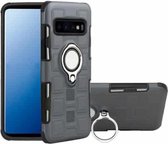 Voor Galaxy S10 + 2 in 1 Cube PC + TPU beschermhoes met 360 graden draaien zilveren ringhouder (grijs)