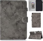 Voor Samsung Galaxy Tab A7 (2020) T500 marmeren stijl stoffen textuur lederen tas met beugel & kaartsleuf & pennensleuf & antislipstrip (grijs)