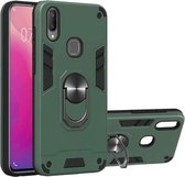 Voor vivo V11i 2 in 1 Armor Series PC + TPU beschermhoes met ringhouder (donkergroen)