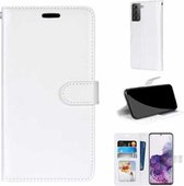 Voor Samsung Galaxy S21 + 5G Pure Kleur Horizontale Flip PU lederen tas met houder & kaartsleuven & portemonnee & fotolijst (wit)