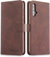 Voor Huawei Nova 5 Diaobaolee Pure Verse Textuur Horizontale Flip Lederen Case, met Houder & Kaartsleuf & Portemonnee & Fotolijst (Bruin)